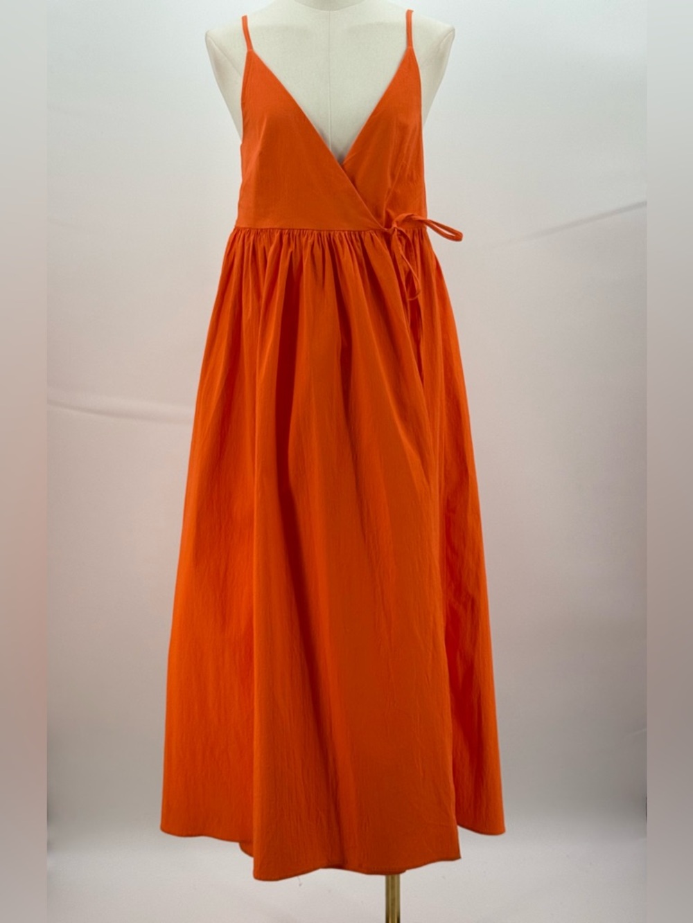 ASOS EDITION Wrap Smock Cami Midi Sundress In Bright Orange Sundress Size 2 - Picture 3 of 12